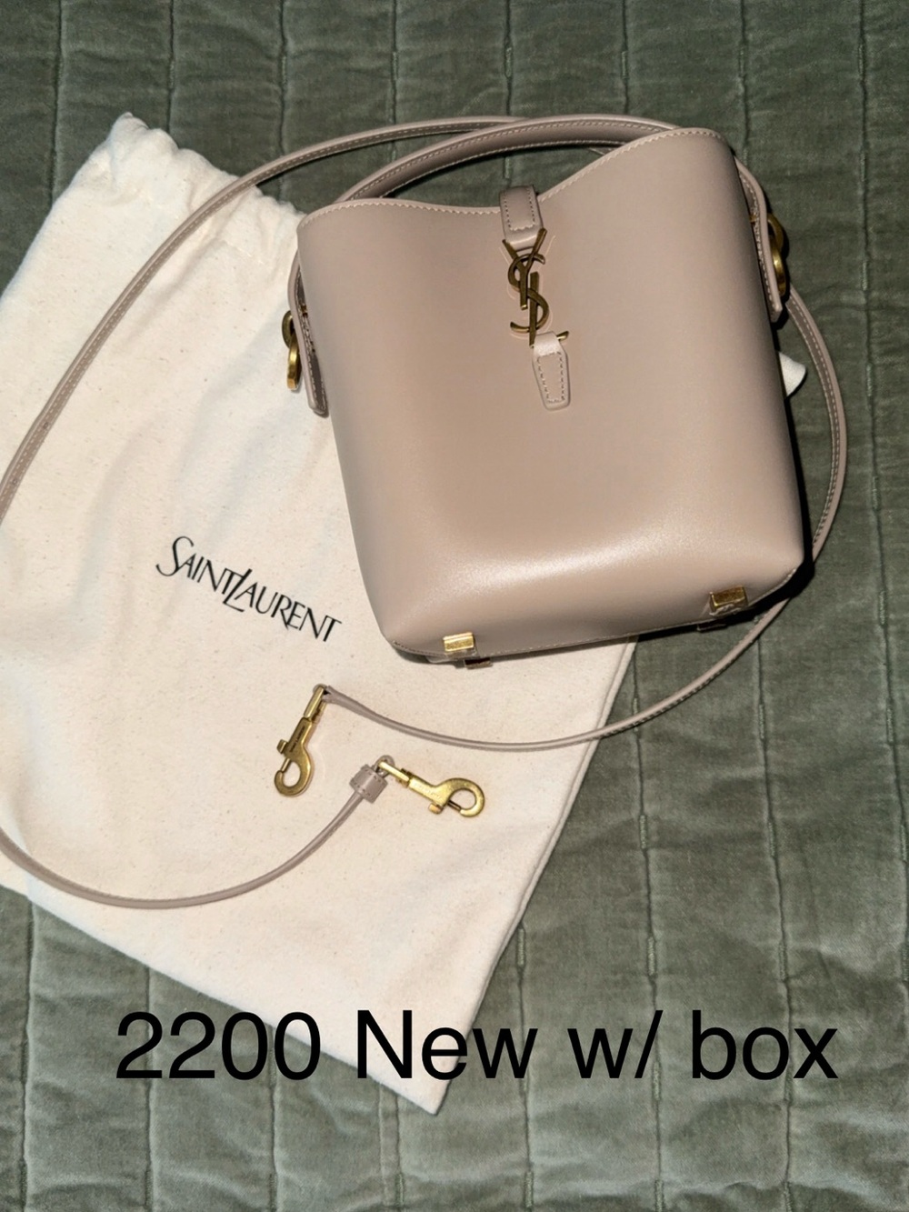 Saint Laurent Small Bucket Crossbody Bag in Taupe